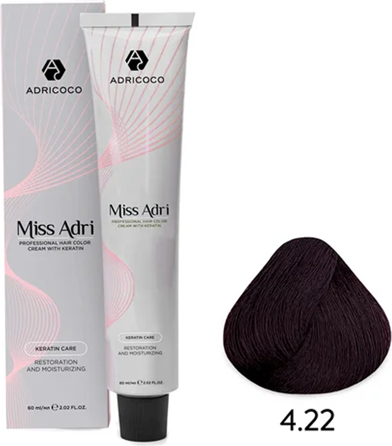 Крем-краска для волос Adricoco Miss Adri с кератином 4.22 (60мл, коричневый интенсивный фиолетовый)
