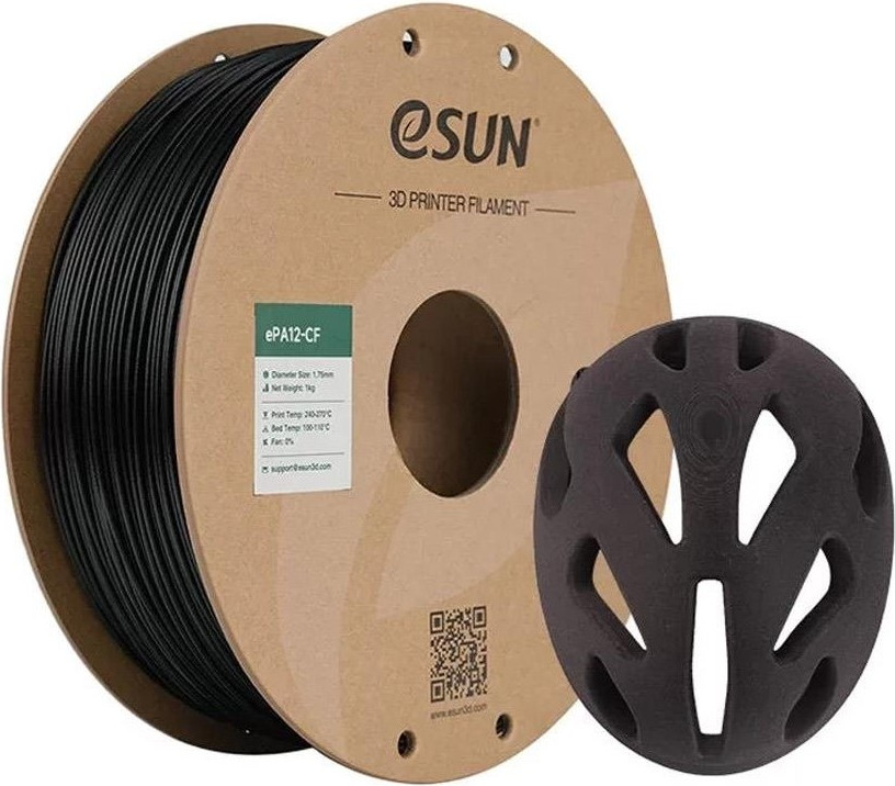 Пластик для 3D-печати eSUN PA12+CF / PA12+CF175B1TZ1 (1.75мм, 1кг, черный)