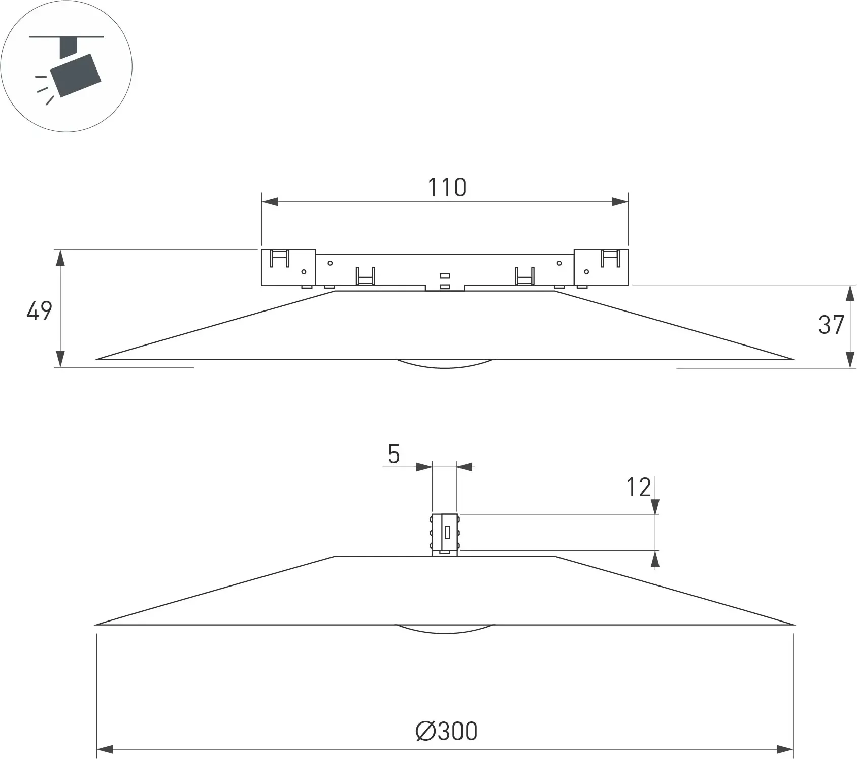 Трековый светильник Arlight MAG-MICROCOSM-DISCO-R300-7W Warm3000 BK 36 deg / 051779 — фото 6