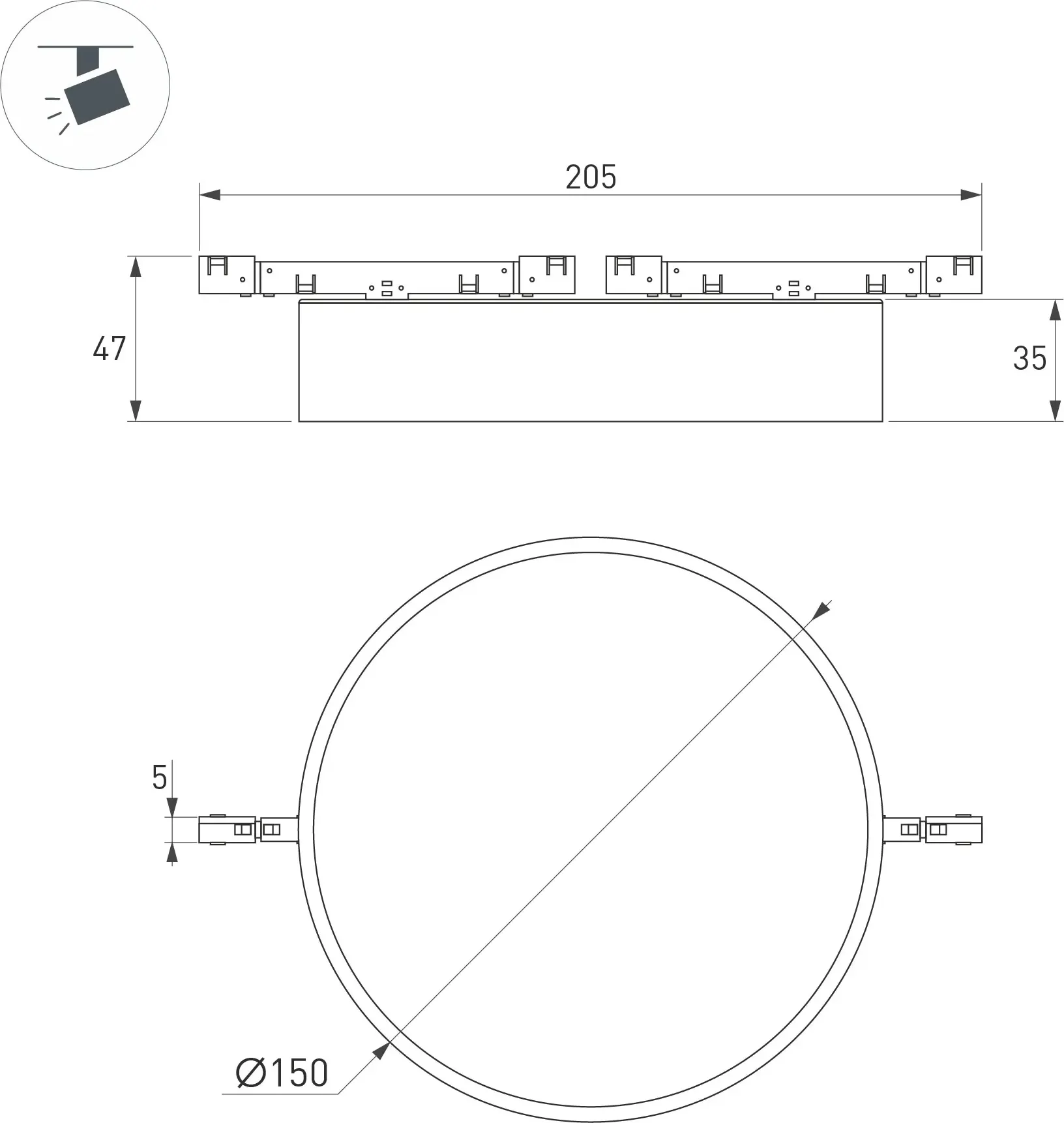 Трековый светильник Arlight MAG-MICROCOSM-RONDO-R150-15W Day4000 BK 90 deg / 051754 — фото 3