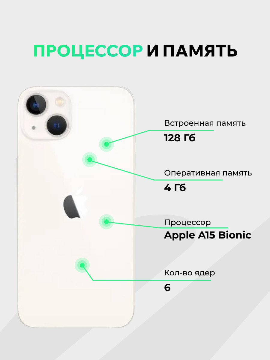 Смартфон восстановленный Apple iPhone 13 128GB ELNU Грейд A+ (сияющая звезда) — фото 2