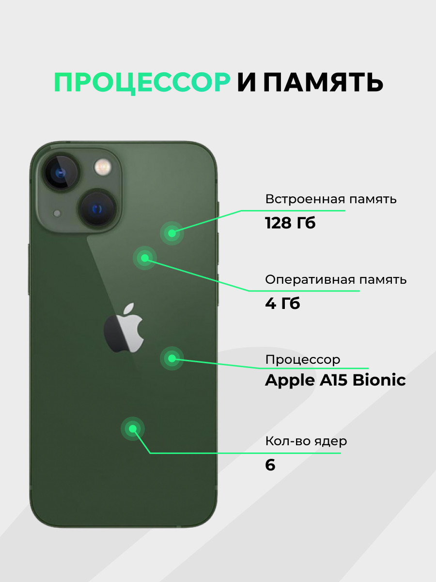 Смартфон восстановленный Apple iPhone 13 128GB ELNU Грейд A+ (зеленый) — фото 2