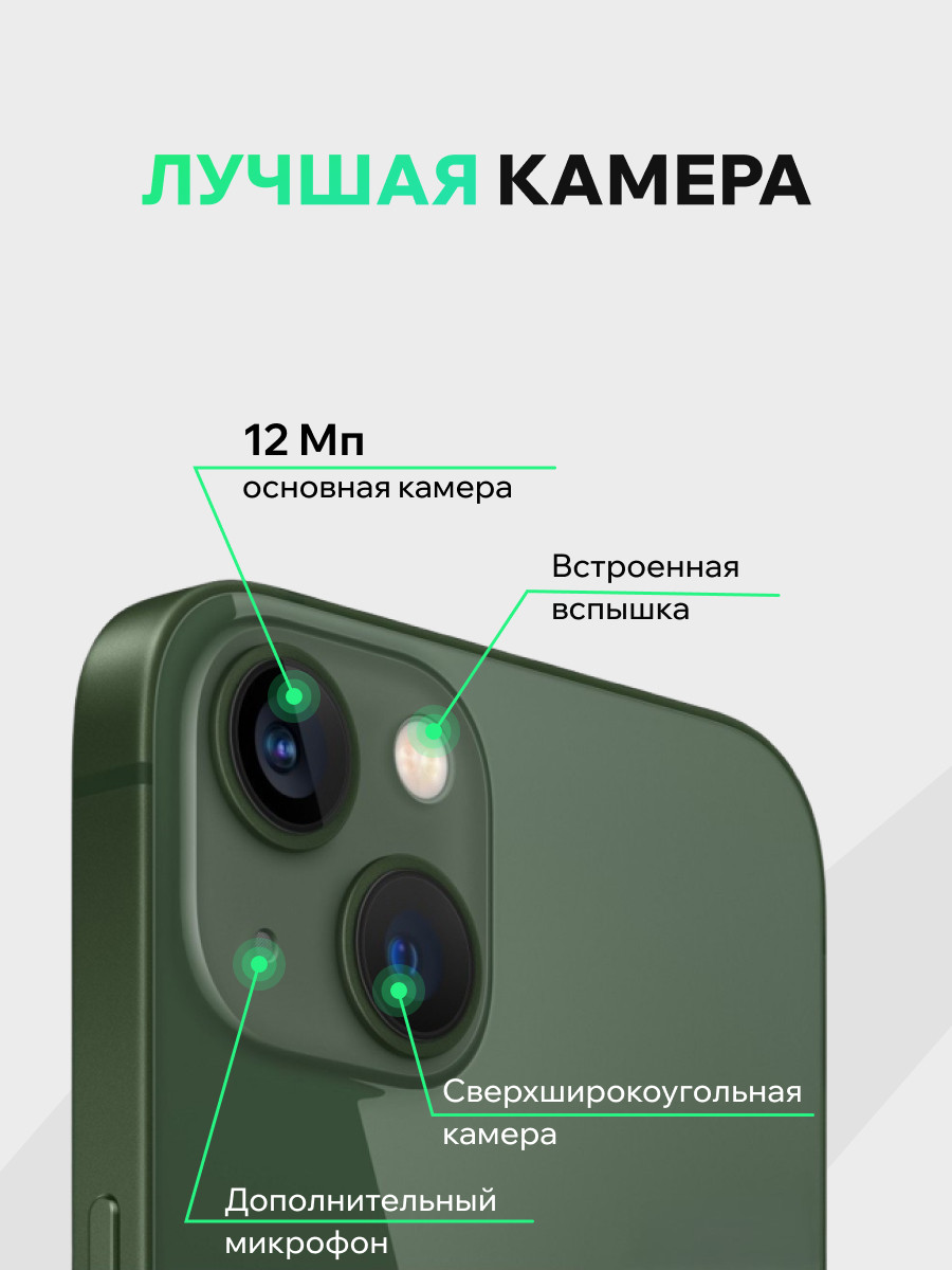 Смартфон восстановленный Apple iPhone 13 128GB ELNU Грейд A+ (зеленый) — фото 3