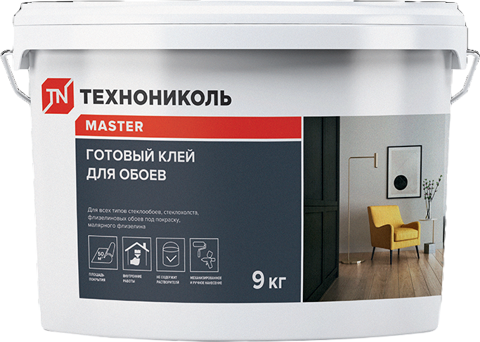 Клей Технониколь Master для стеклохолста и стеклообоев 147891 (9кг)