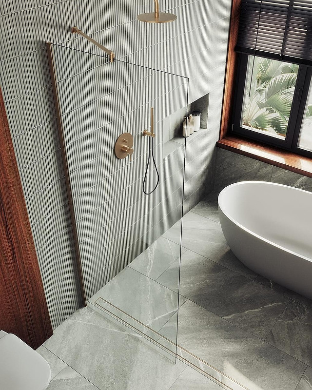 Душевая стенка MaybahGlass 69x195 / MGD-701-2ш (прозрачное стекло/бронза) — фото 2
