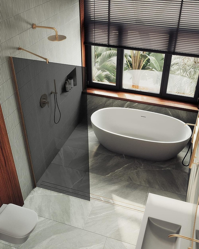 Душевая стенка MaybahGlass 69x195 / MGD-705-2ш (графитовое стекло/бронза) — фото 2