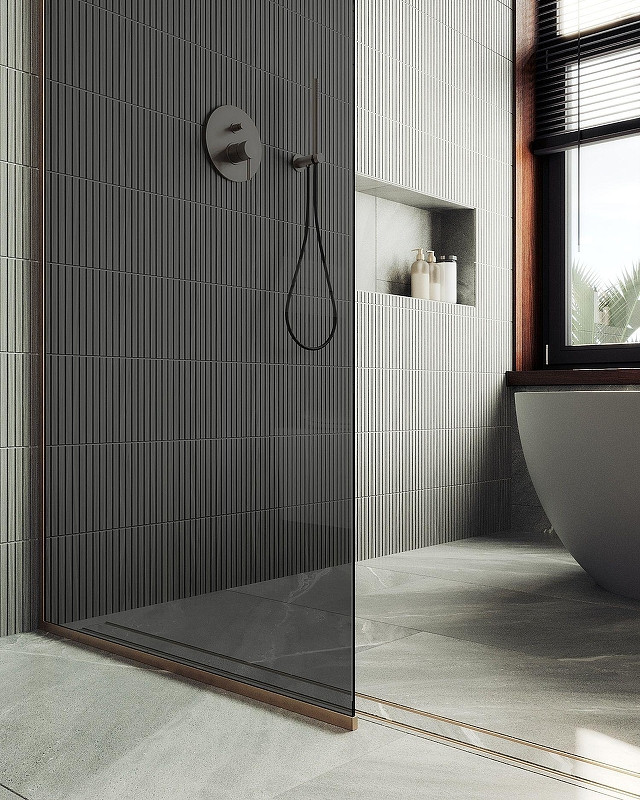 Душевая стенка MaybahGlass 69x195 / MGD-705-2у (графитовое стекло/бронза) — фото 5