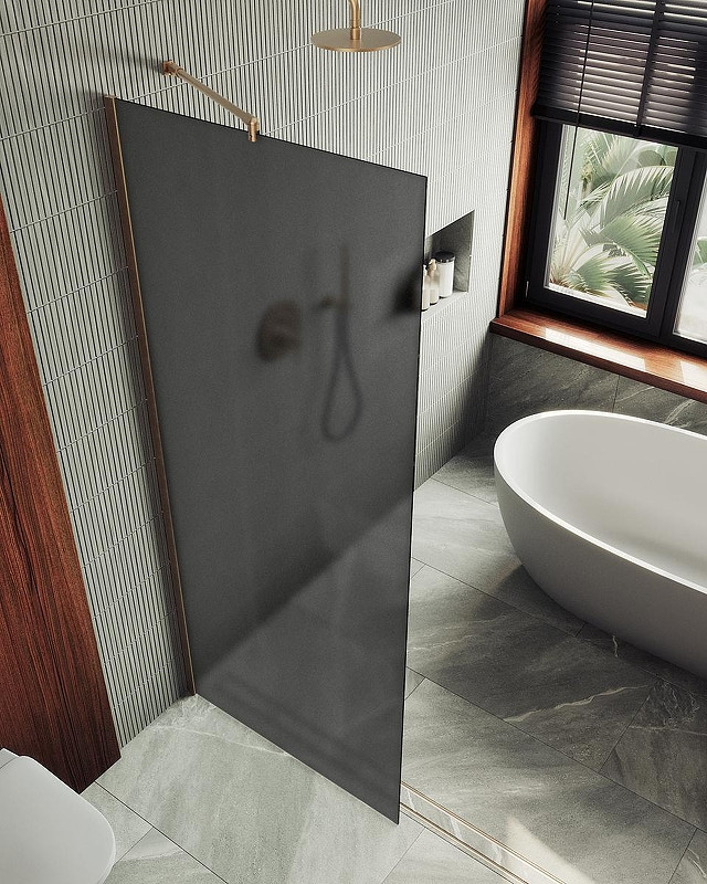 Душевая стенка MaybahGlass 69x195 / MGD-704-2ш (графитовое матовое стекло/бронза) — фото 2