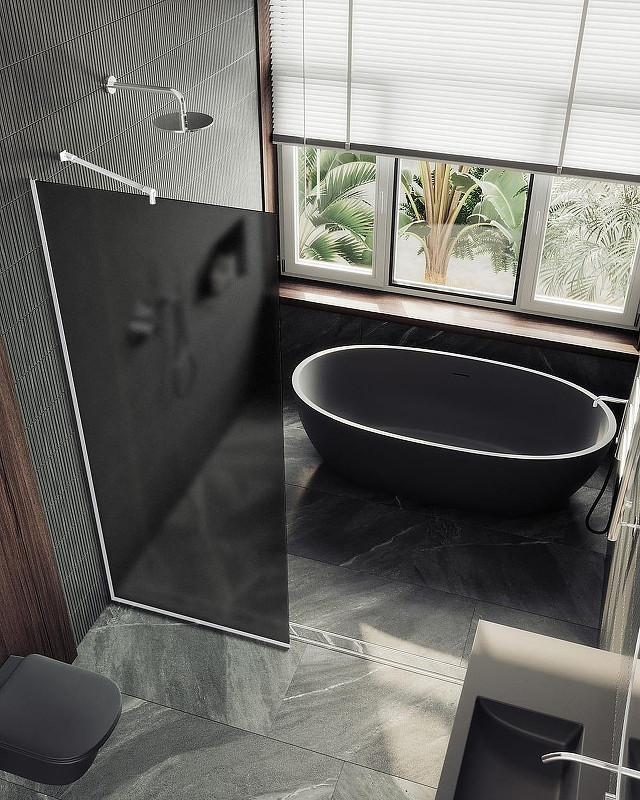 Душевая стенка MaybahGlass 69x195 / MGD-704-1у (графитовое матовое стекло/белый матовый)