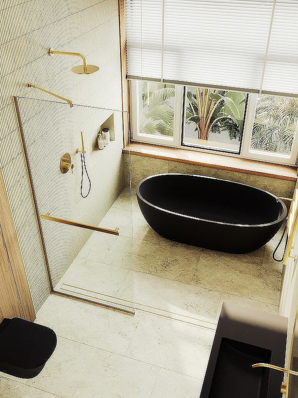 Душевая стенка MaybahGlass 79x195 / MGD-726-3у (прозрачное стекло/золото) — фото 5