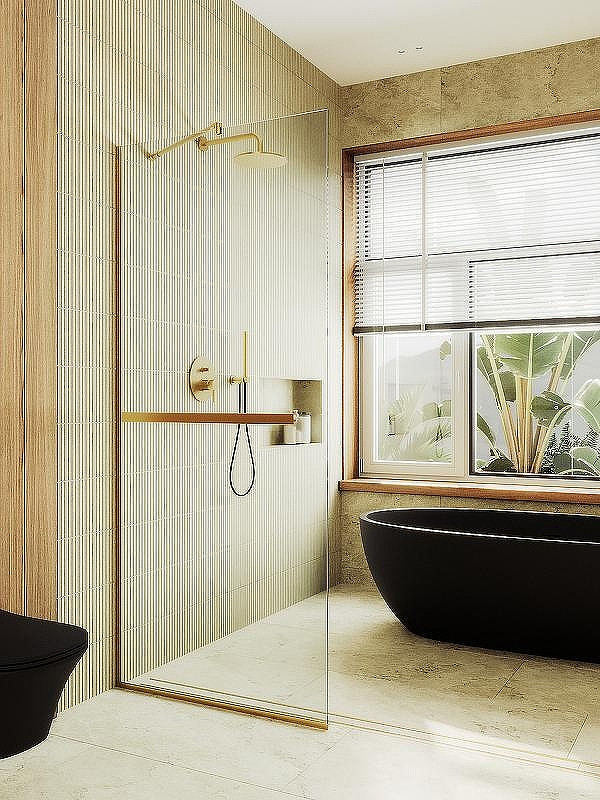 Душевая стенка MaybahGlass 79x195 / MGD-726-3у (прозрачное стекло/золото) — фото 2