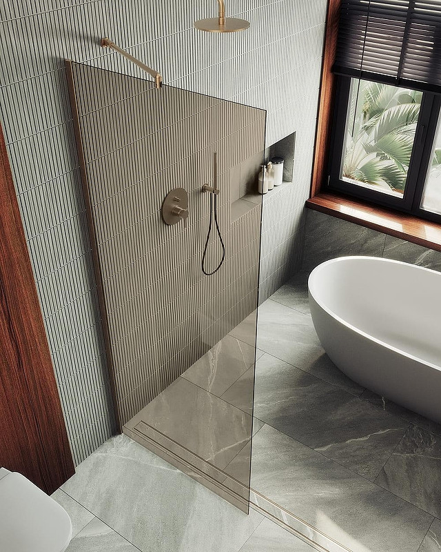 Душевая стенка MaybahGlass 79x195 / MGD-696-2ш (бронзовое стекло/бронза) — фото 4