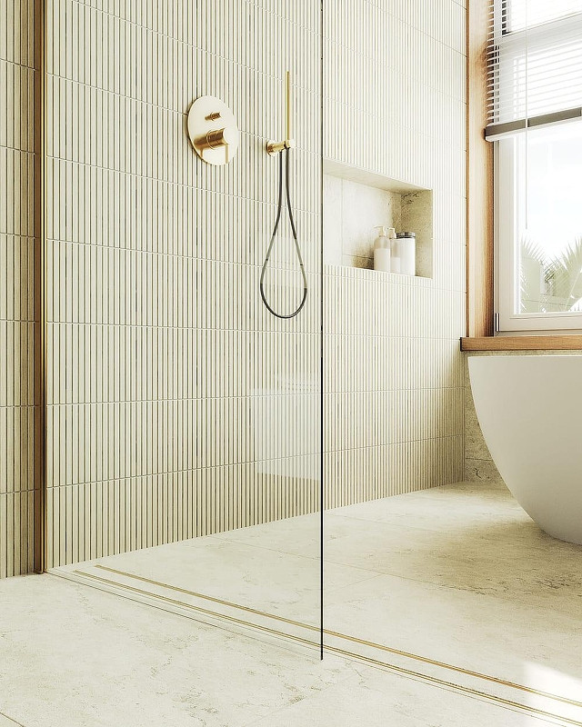 Душевая стенка MaybahGlass 99x195 / MGD-1352-3ш (прозрачное стекло/золото) — фото 4