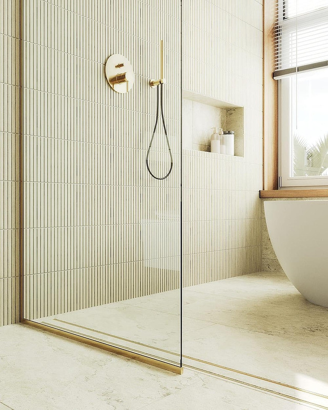 Душевая стенка MaybahGlass 99x195 / MGD-1352-3у (прозрачное стекло/золото) — фото 5