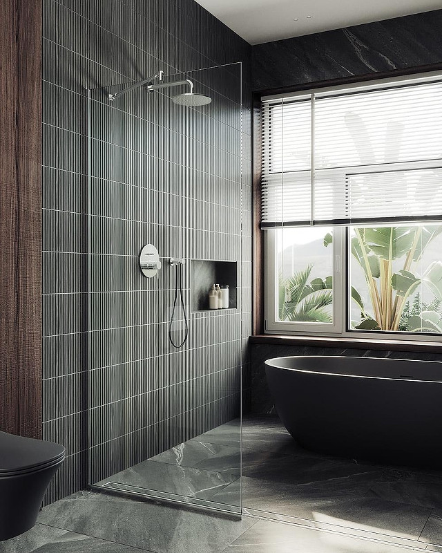 Душевая стенка MaybahGlass 99x195 / MGD-1352-5у (прозрачное стекло/хром матовый)