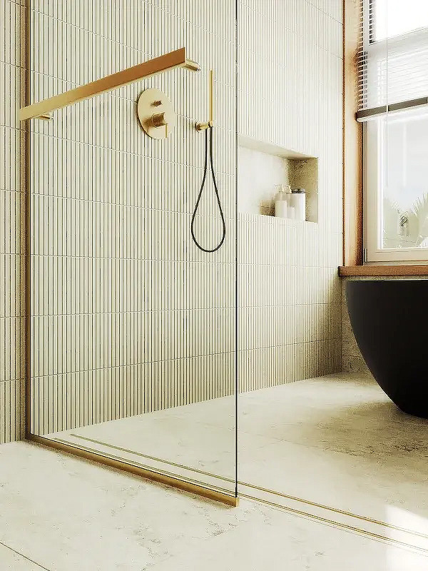 Душевая стенка MaybahGlass 99x195 / MGD-1418-3у (прозрачное стекло/золото) — фото 6