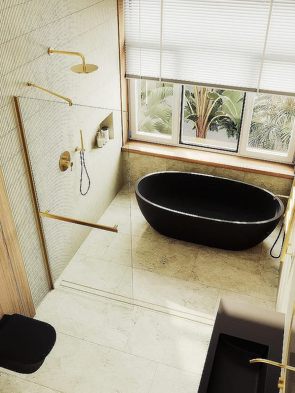 Душевая стенка MaybahGlass 99x195 / MGD-1418-3ш (прозрачное стекло/золото) — фото 4