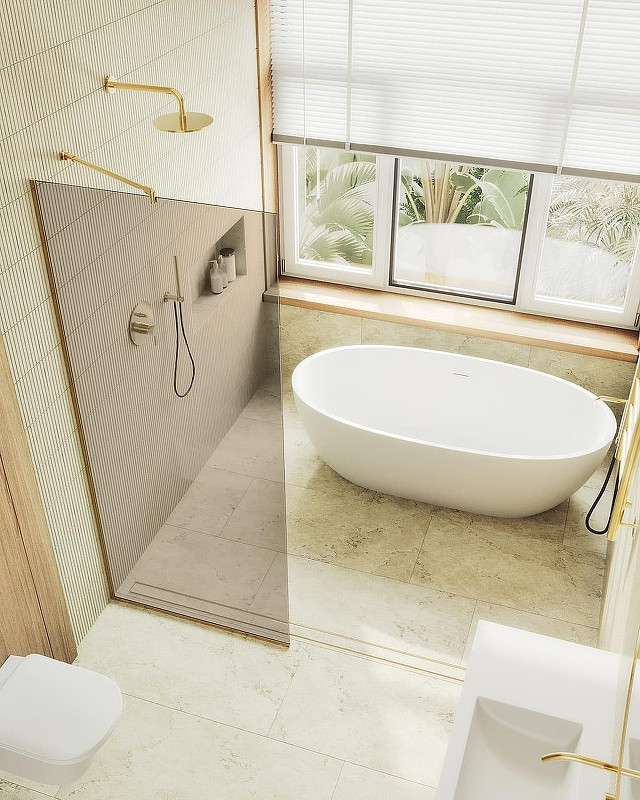 Душевая стенка MaybahGlass 99x195 / MGD-1353-3у (бронзовое стекло/золото) — фото 4