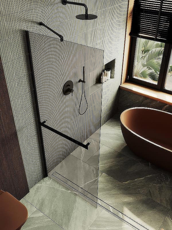 Душевая стенка MaybahGlass 99x195 / MGD-1459-6ш (бронзовое стекло/черный) — фото 4
