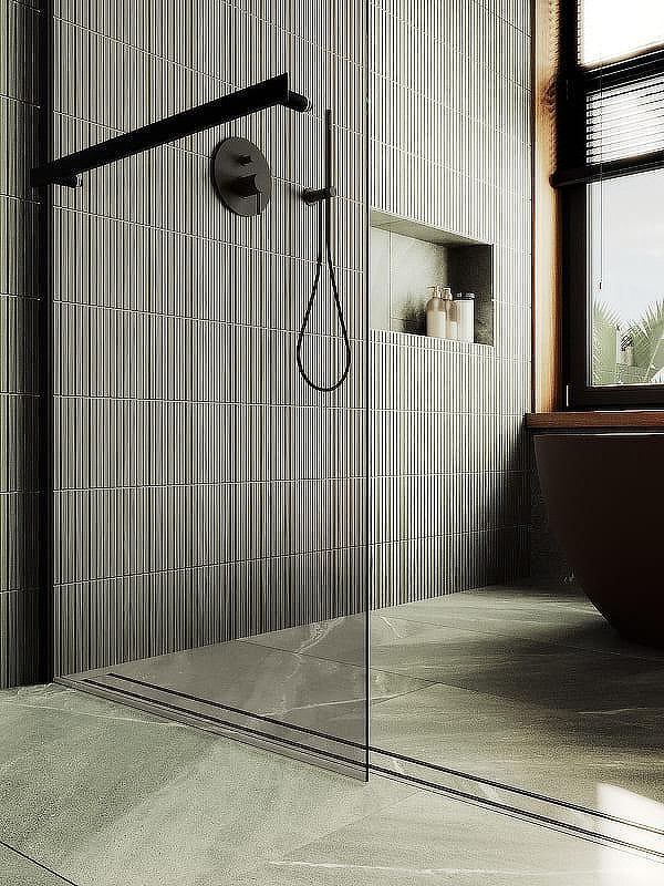 Душевая стенка MaybahGlass 99x195 / MGD-1459-6ш (бронзовое стекло/черный) — фото 6