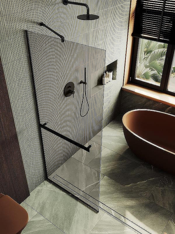 Душевая стенка MaybahGlass 99x195 / MGD-1459-6у (бронзовое стекло/черный) — фото 2
