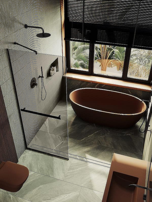 Душевая стенка MaybahGlass 99x195 / MGD-1459-6у (бронзовое стекло/черный) — фото 3