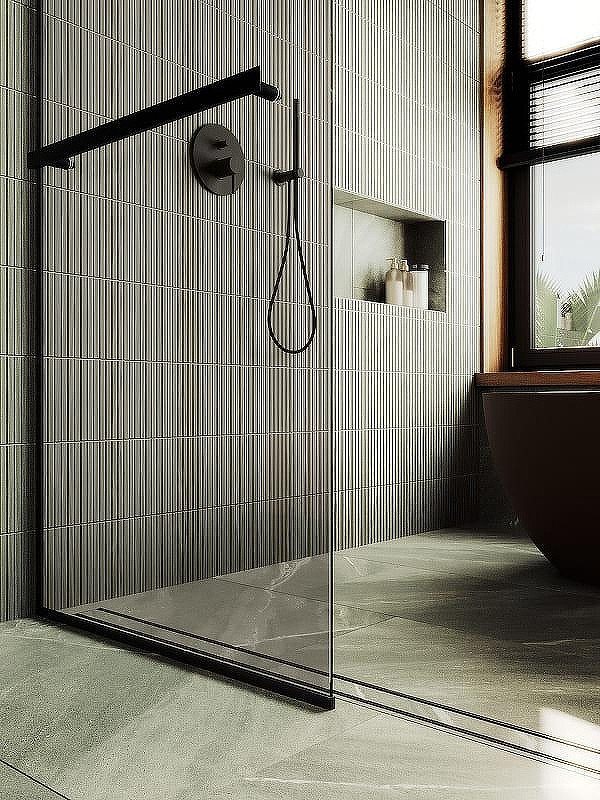 Душевая стенка MaybahGlass 99x195 / MGD-1459-6у (бронзовое стекло/черный) — фото 4