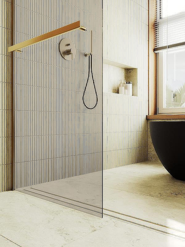 Душевая стенка MaybahGlass 99x195 / MGD-1459-3ш (бронзовое стекло/золото) — фото 5