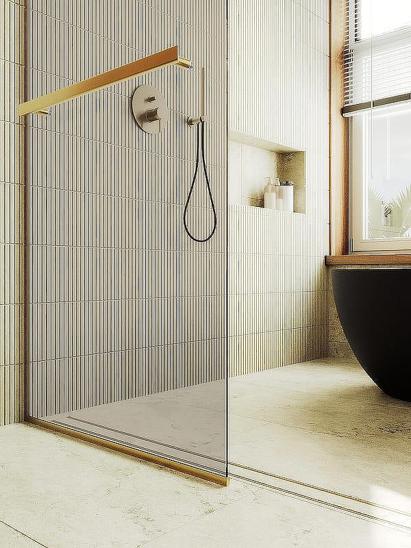 Душевая стенка MaybahGlass 99x195 / MGD-1459-3у (бронзовое стекло/золото) — фото 5