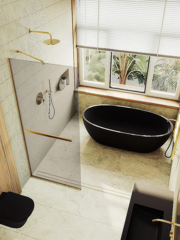 Душевая стенка MaybahGlass 99x195 / MGD-1459-3у (бронзовое стекло/золото) — фото 4