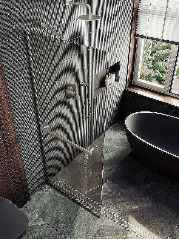 Душевая стенка MaybahGlass 99x195 / MGD-1459-5у (бронзовое стекло/хром матовый) — фото 2