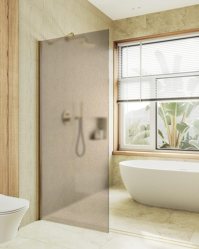 Душевая стенка MaybahGlass 99x195 / MGD-1354-3ш (бронзовое стекло/золото)