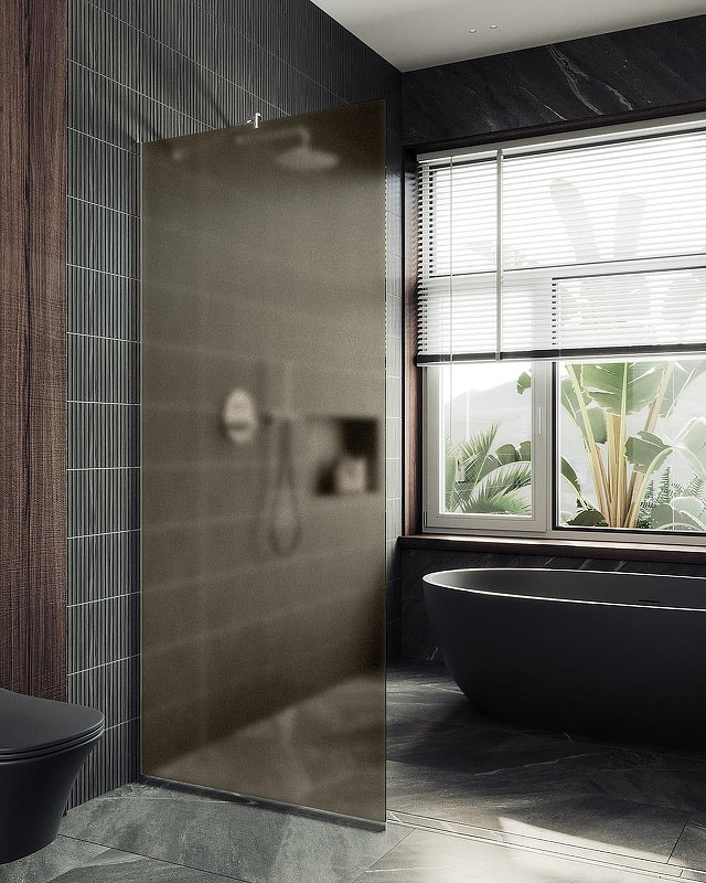 Душевая стенка MaybahGlass 99x195 / MGD-1354-4у (бронзовое матовое стекло/хром глянцевый)
