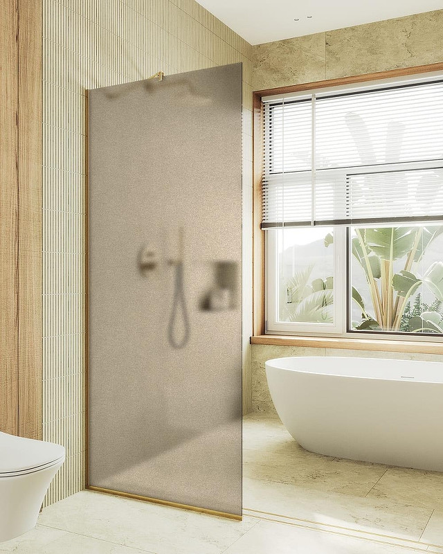 Душевая стенка MaybahGlass 99x195 / MGD-1354-3у (бронзовое матовое стекло/золото)