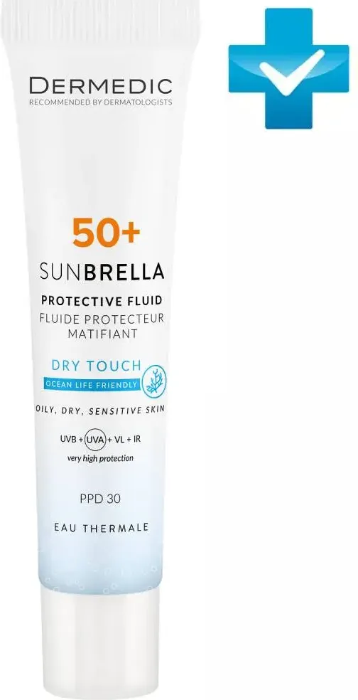 Флюид солнцезащитный Dermedic Sunbrella Dry Touch Матирующий SPF 50+ PDD 30 (40мл)