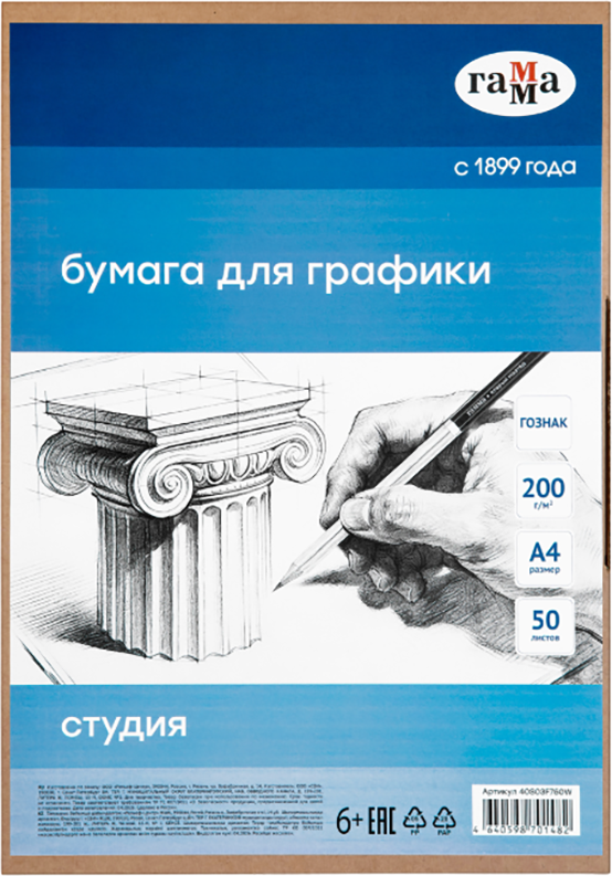 Набор бумаги для рисования ГАММА Студия / 40S03F750W (50л)