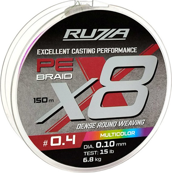 Леска плетеная RUZZA X8 150м Multicolor 0.10мм 6.8кг/15lb / RBX8M-010