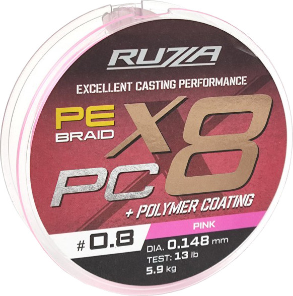 Леска плетеная RUZZA X8 PC 150м Pink 0.148мм 5.9кг/13lb / RBX8PCP-148
