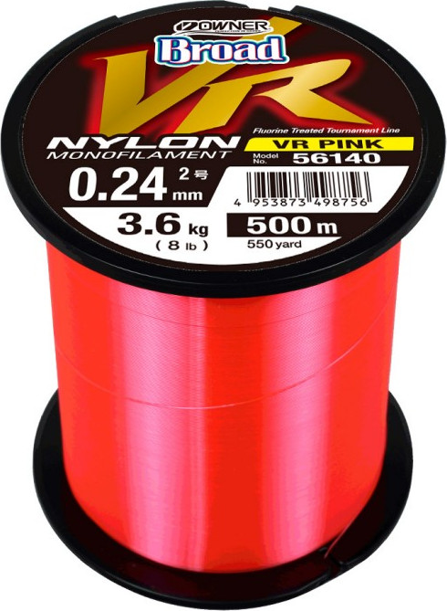 Леска монофильная Owner Broad VR Pink Nylon 500м 0.24мм 3.6кг / 56140-024