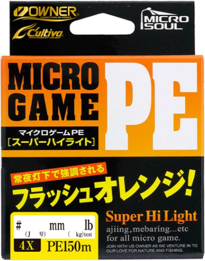 Леска плетеная Owner Micro Game PE х4 Flash Orange 150м 0.095мм 3.5кг / 66107-0095