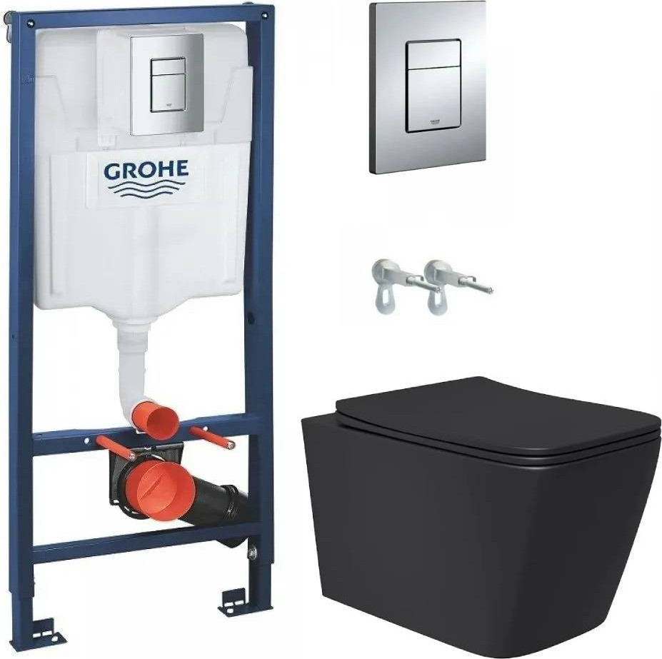 Унитаз подвесной с инсталляцией Lauter Magdeburg 21103EC +GROHE Rapid SL 38772001 (черный матовый)