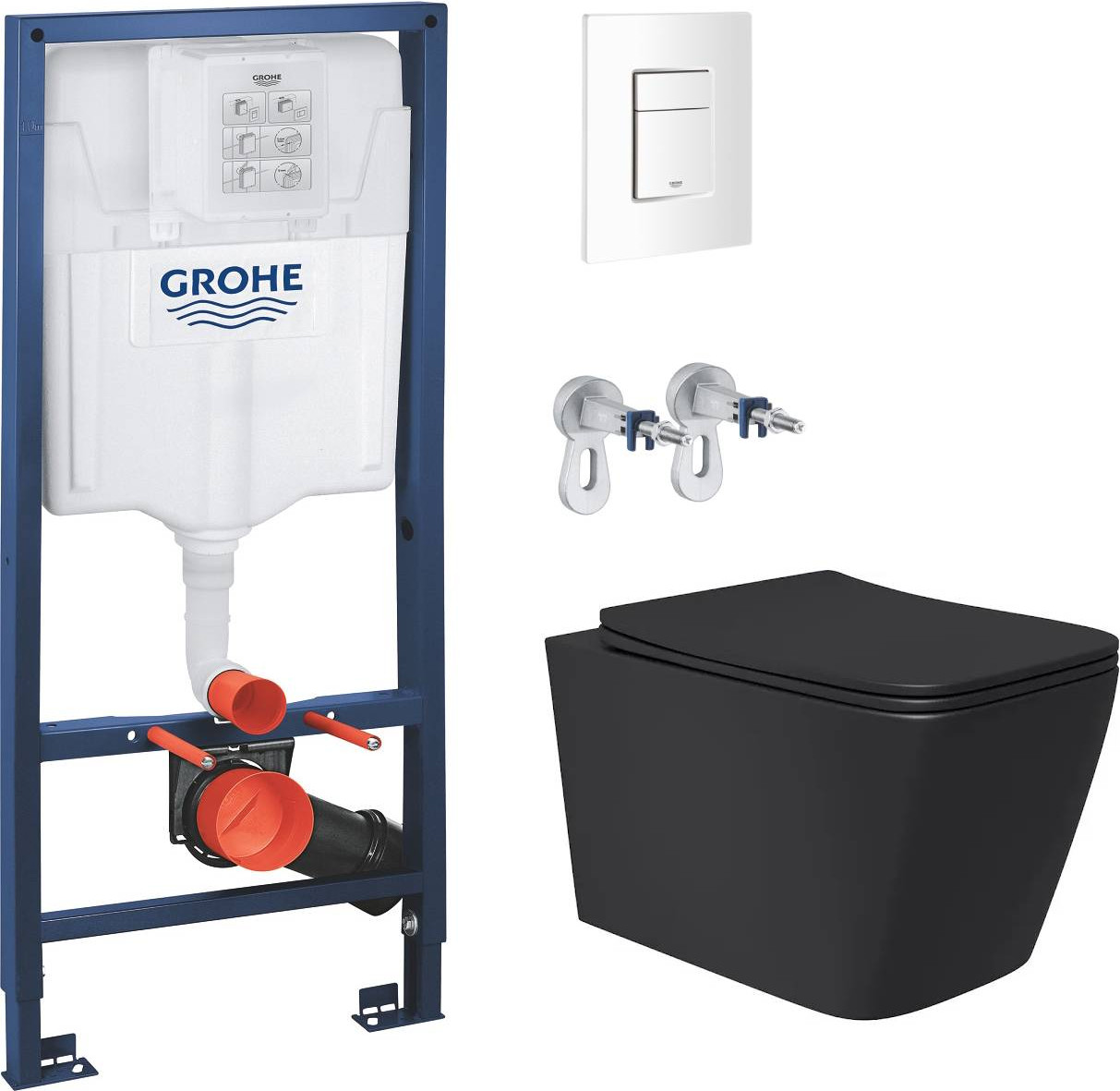 Унитаз подвесной с инсталляцией Lauter Magdeburg 21103EC + GROHE Rapid Sl 38772SH0 (черный матовый)