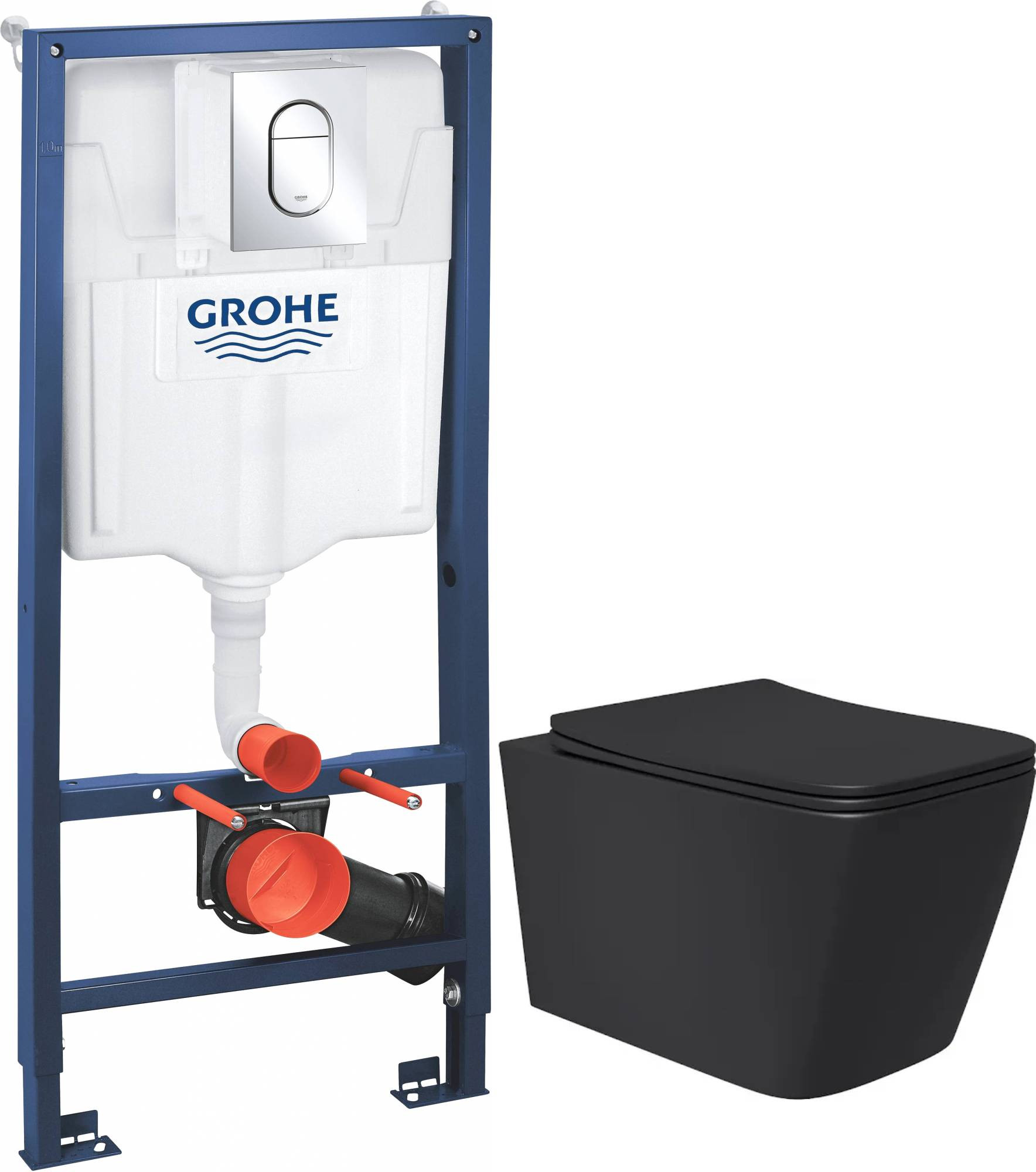 Унитаз подвесной с инсталляцией Lauter Magdeburg 21103EC + GROHE Rapid SL 39504000 (черный матовый)