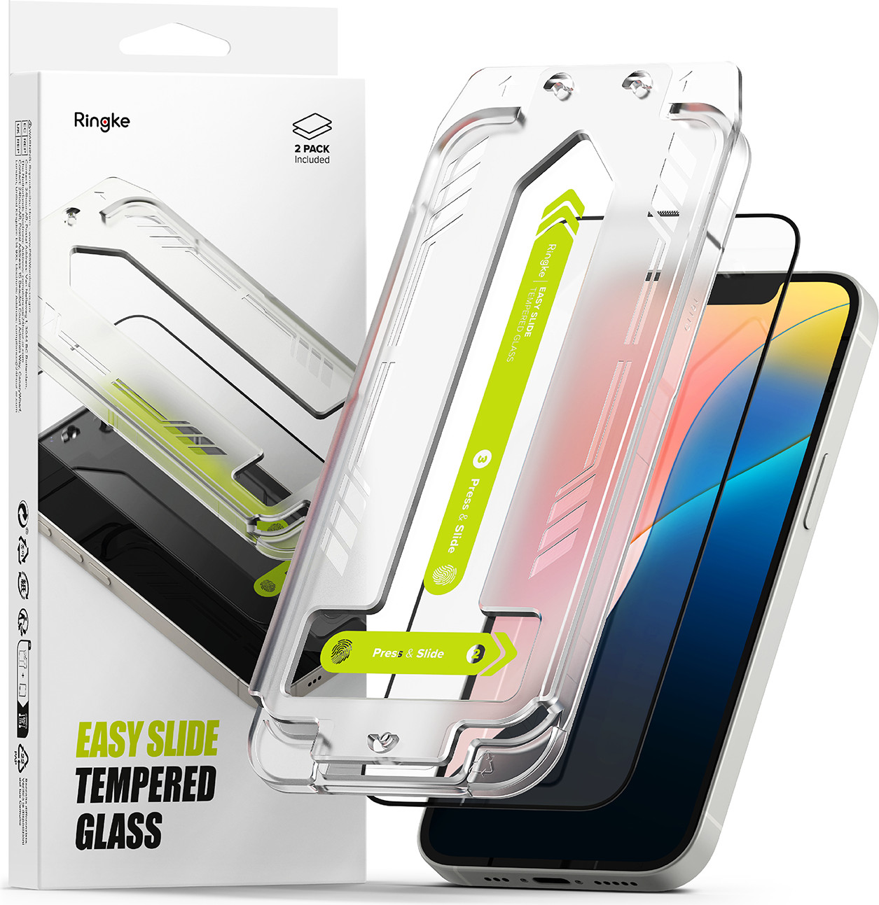 Набор защитных стекол для телефона Ringke Easy Slide для iPhone 17e/16e/14/13 Pro/13 (2шт)