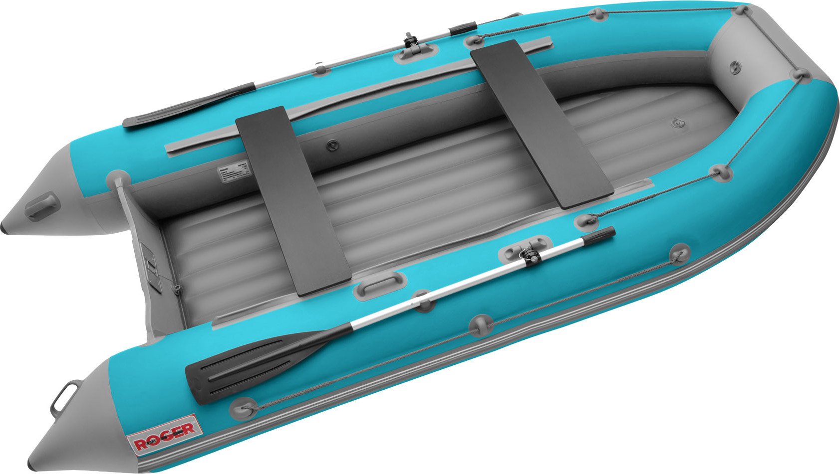Надувная лодка Roger Boat Zefir 3300 LT (малокилевой, бирюзовый/серый комби)