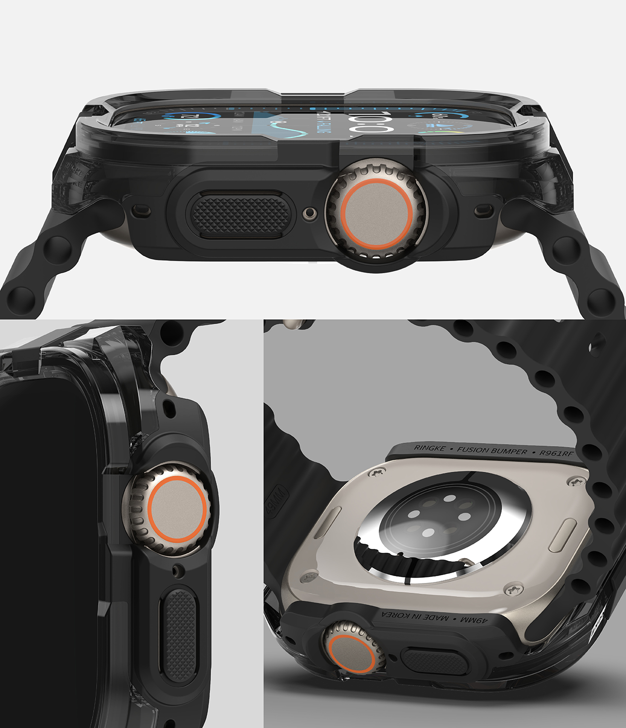 Защитный чехол для умных часов Ringke Fusion Bumper для Apple Watch Ultra 3/2/1 (Black) — фото 2
