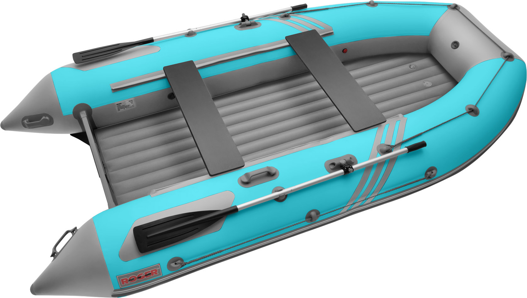 Надувная лодка Roger Boat Zefir 3700 (большой киль, бирюзовый/серый комби)