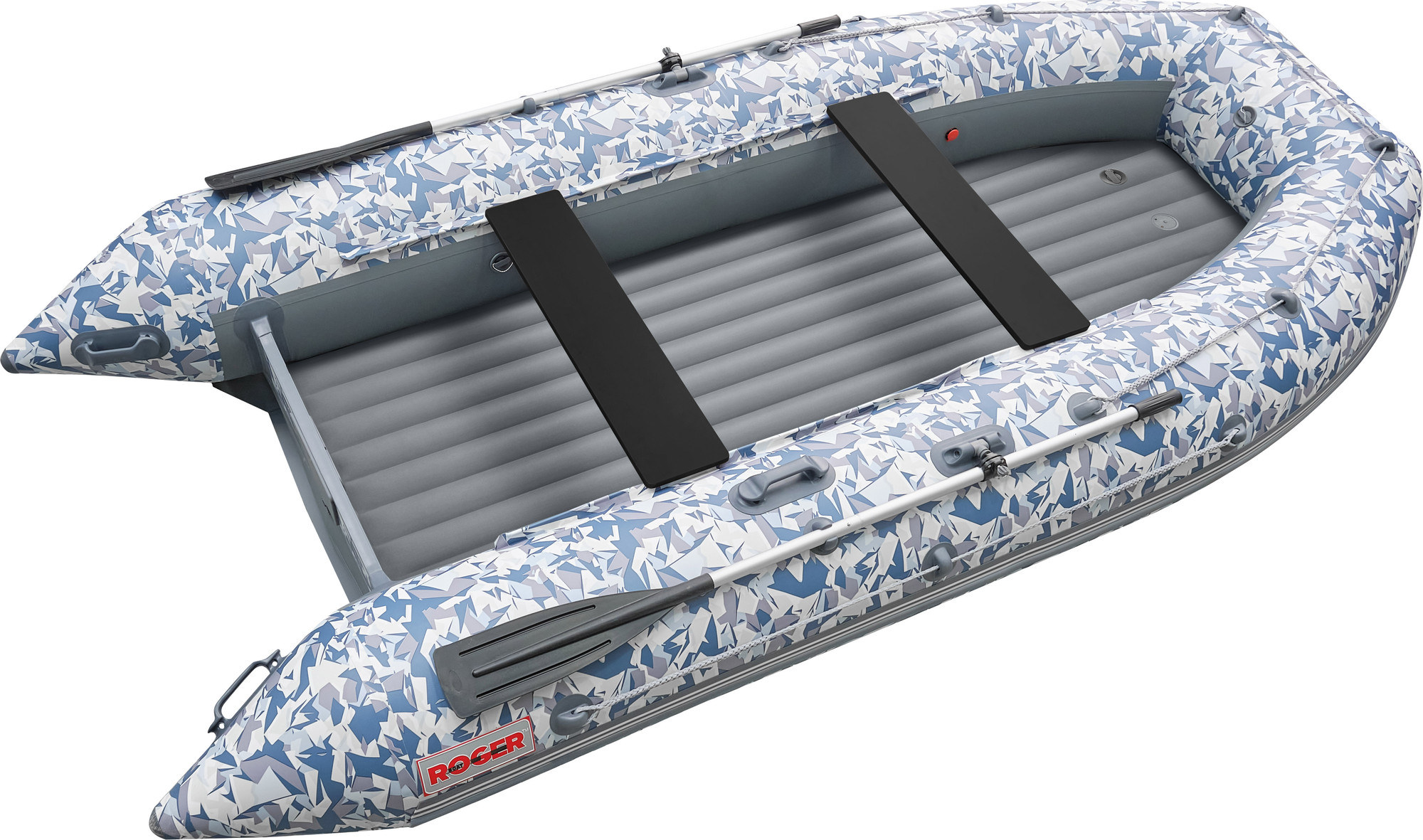 Надувная лодка Roger Boat Zefir 3700 (большой киль, битое стекло/серый комби)