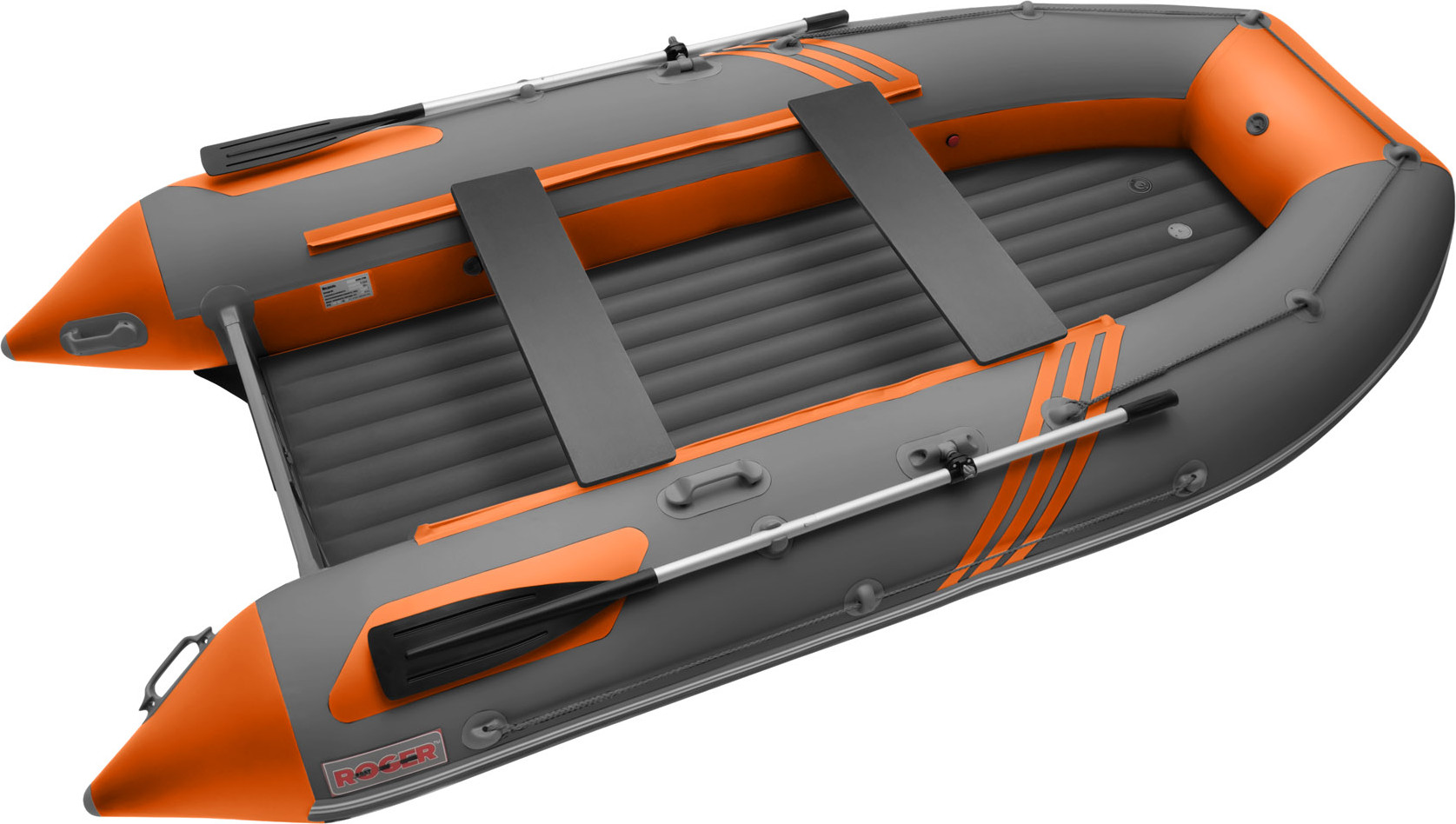 Надувная лодка Roger Boat Zefir 4000 (большой киль, графит/оранжевый комби)