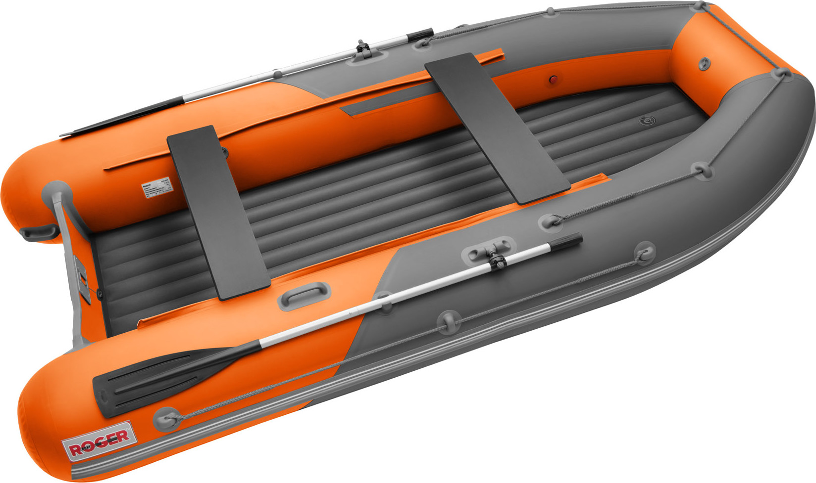 Надувная лодка Roger Boat Zefir 3500 (малокилевой, графит/оранжевый комби)